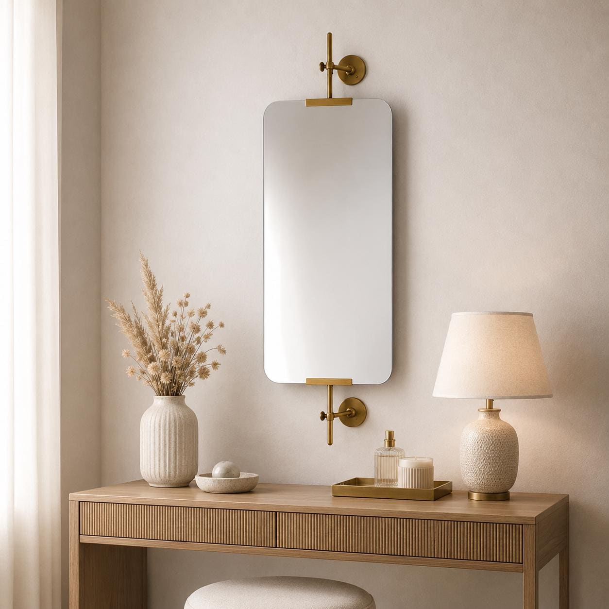 Antique Brass Swivel Portrait Wall Mounted Bathroom | Dressing Room Mirror