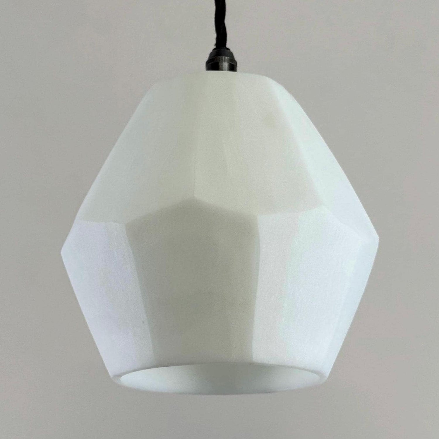 White Faceted Geometric Glass Pendant Set Ceiling Light