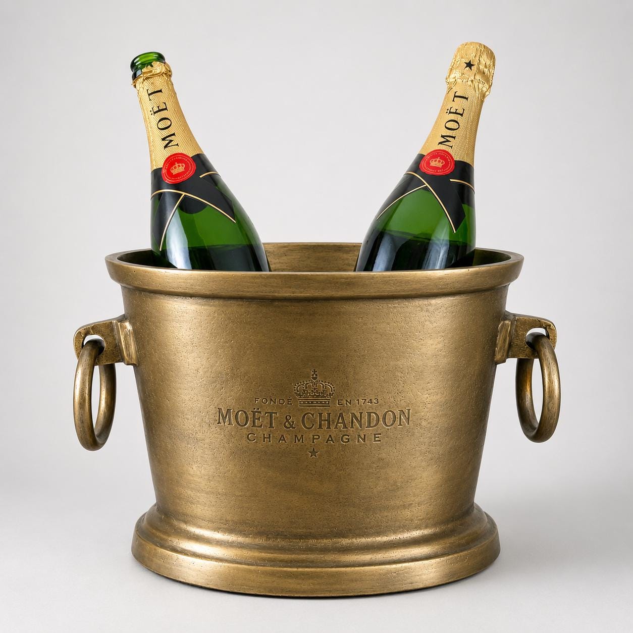 Moët & Chandon Antique Brass Engraved Champagne Ice Bucket