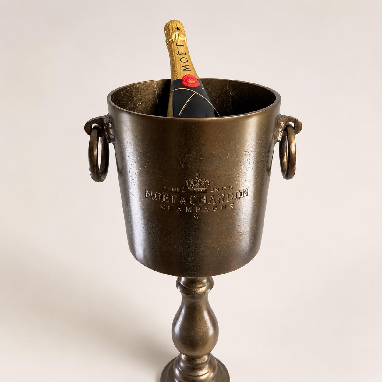 Moët & Chandon Antique Brass Champagne Ice Bucket Stand | Floor Standing Wine Cooler