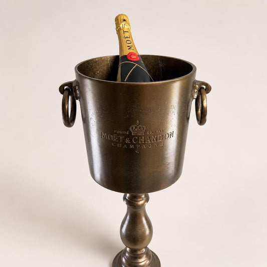 Moët & Chandon Antique Brass Champagne Ice Bucket Stand | Floor Standing Wine Cooler