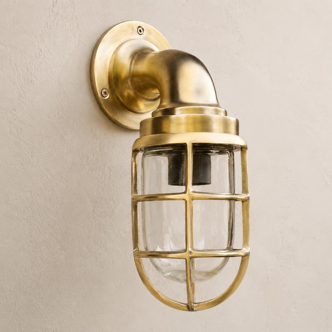 Beachamwell - Raw Solid Brass Swan Neck Outdoor & Bathroom Wall Light ~ 10.5 Inch