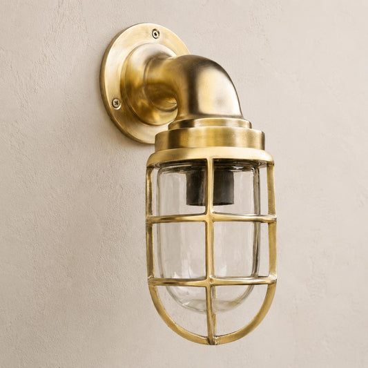 Beachamwell - Raw Solid Brass Swan Neck Outdoor & Bathroom Wall Light ~ 10.5 Inch