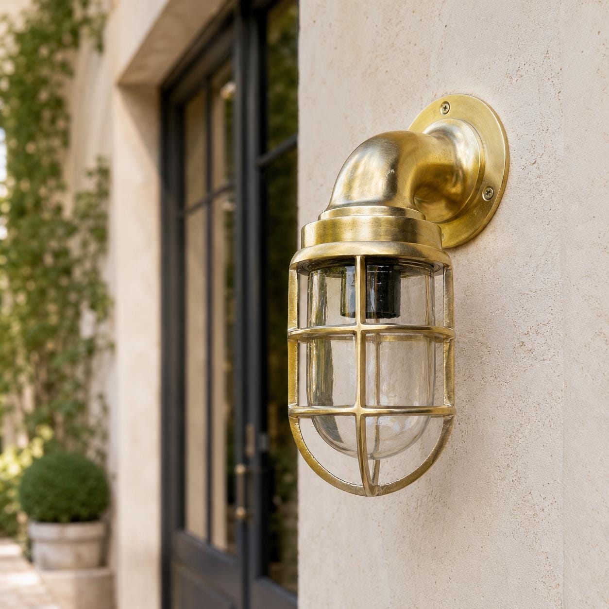 Beachamwell - Raw Solid Brass Swan Neck Outdoor & Bathroom Wall Light ~ 10.5 Inch