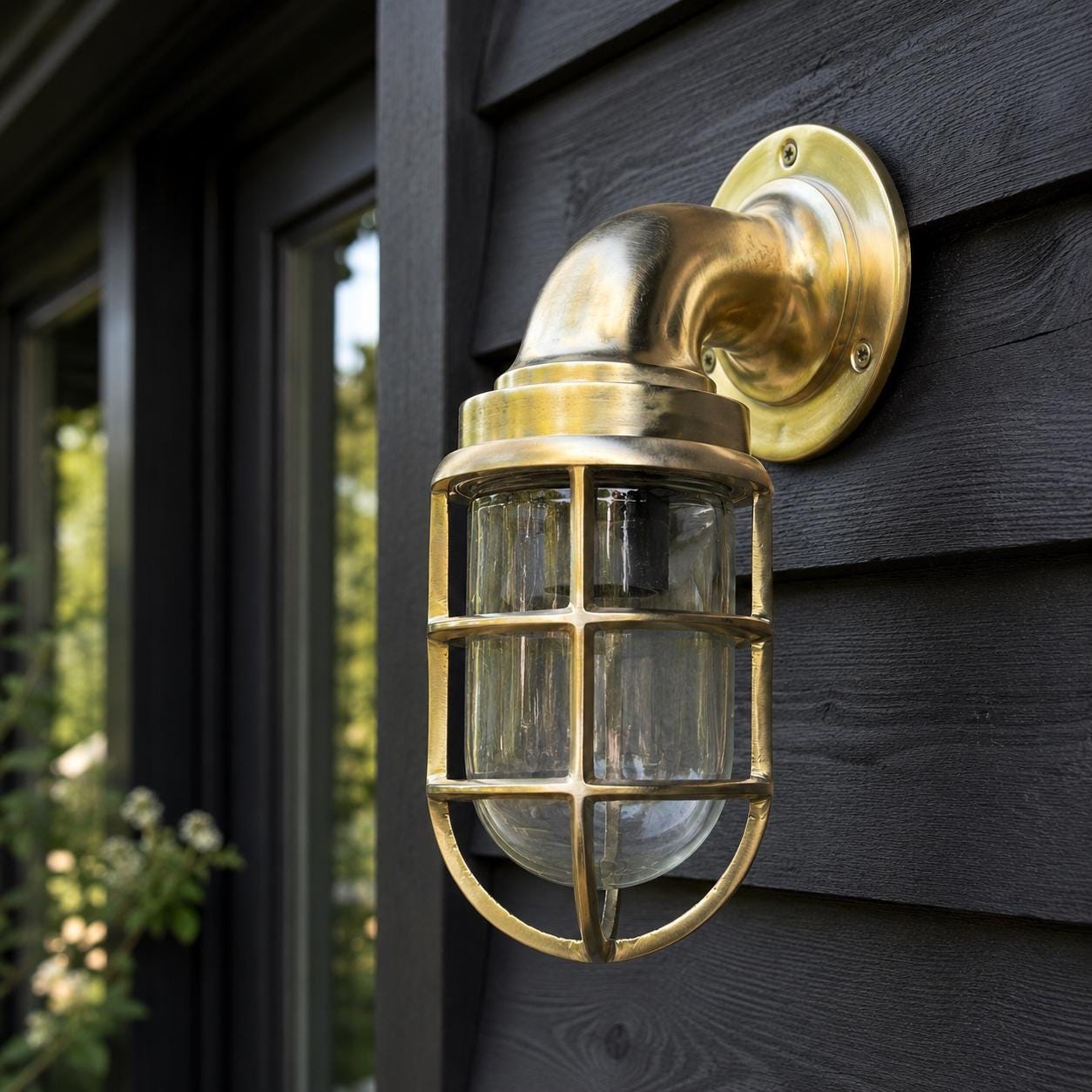 Beachamwell - Raw Solid Brass Swan Neck Outdoor & Bathroom Wall Light ~ 10.5 Inch