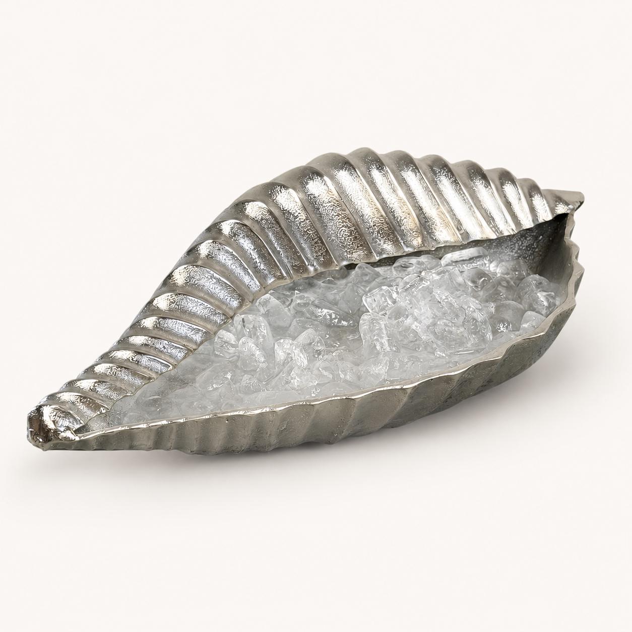 Clam Shell Champagne Ice Bucket & Silver Wine Cooler Bowl