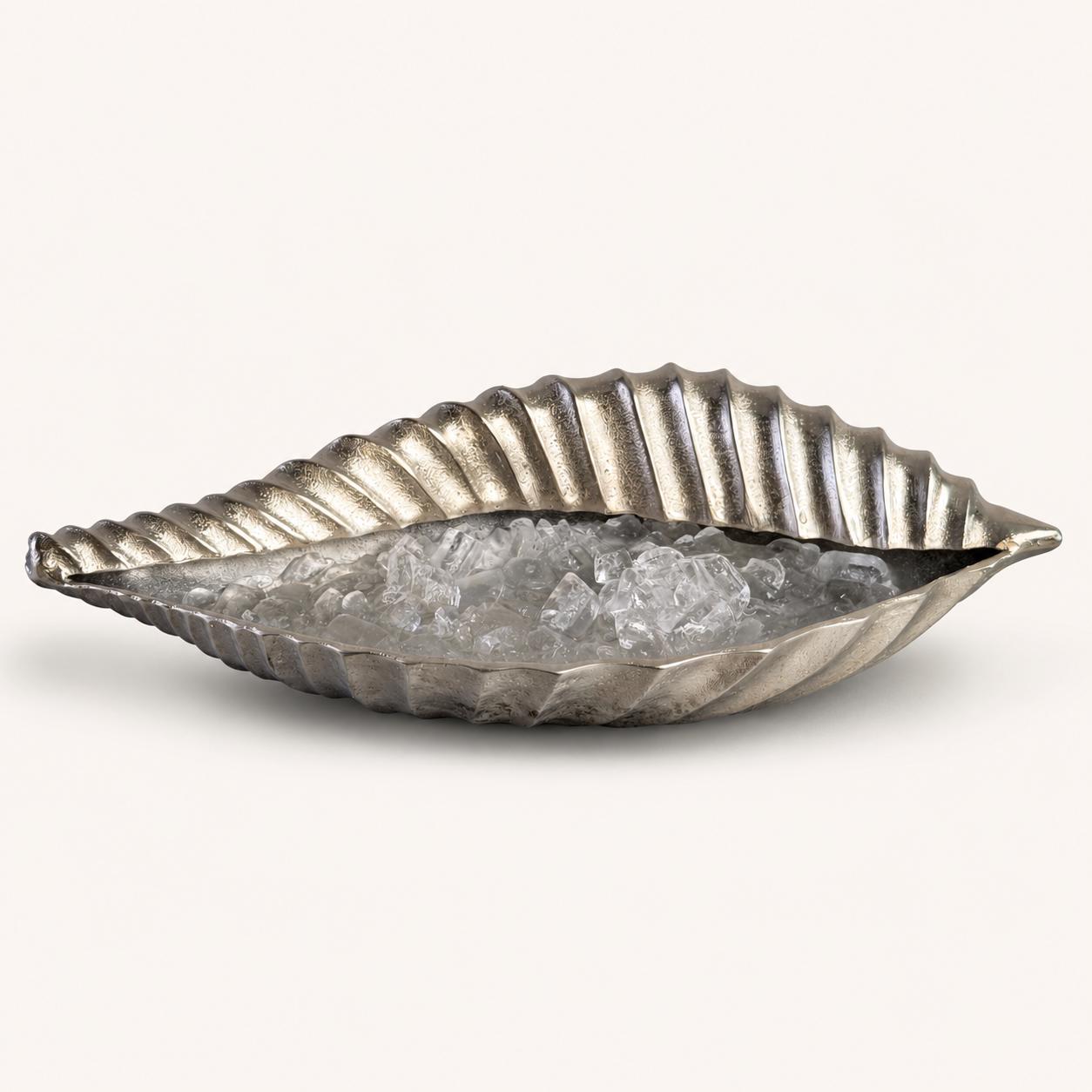 Clam Shell Champagne Ice Bucket & Silver Wine Cooler Bowl