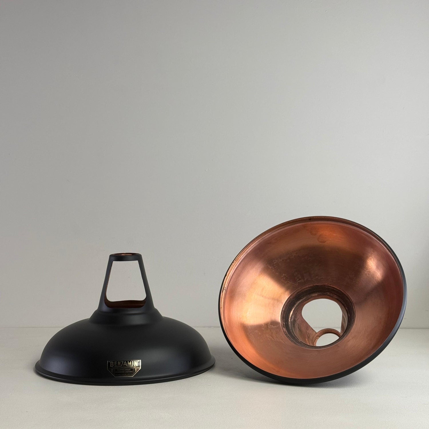 Cawston - Matt Black & Antique Copper Lampshade Slotted Design Pendant Light *Pre Order* - 11 Inch