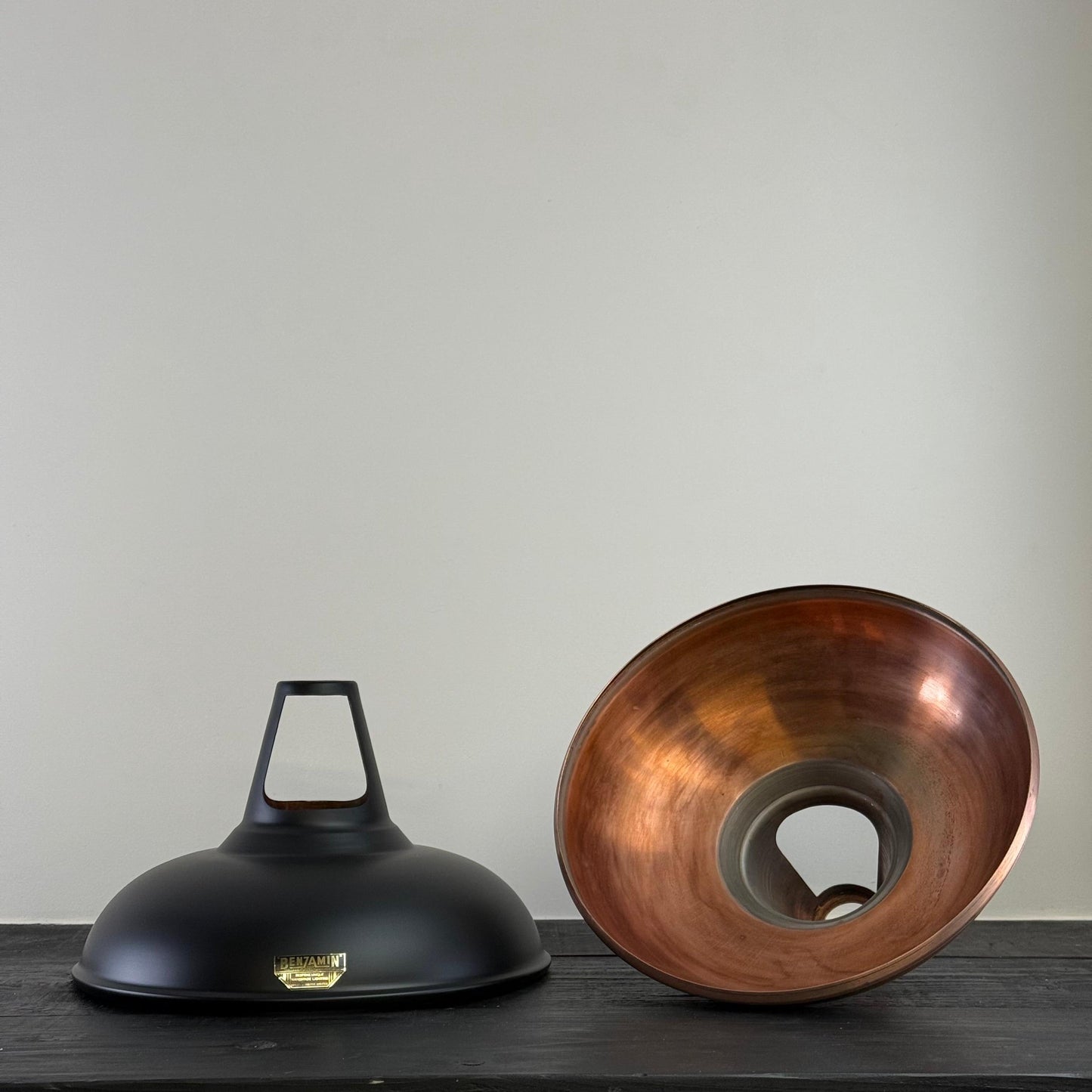 Cawston XL - Matt Black & Antique Copper Coolicon Lampshade Pendant | 14 Inch