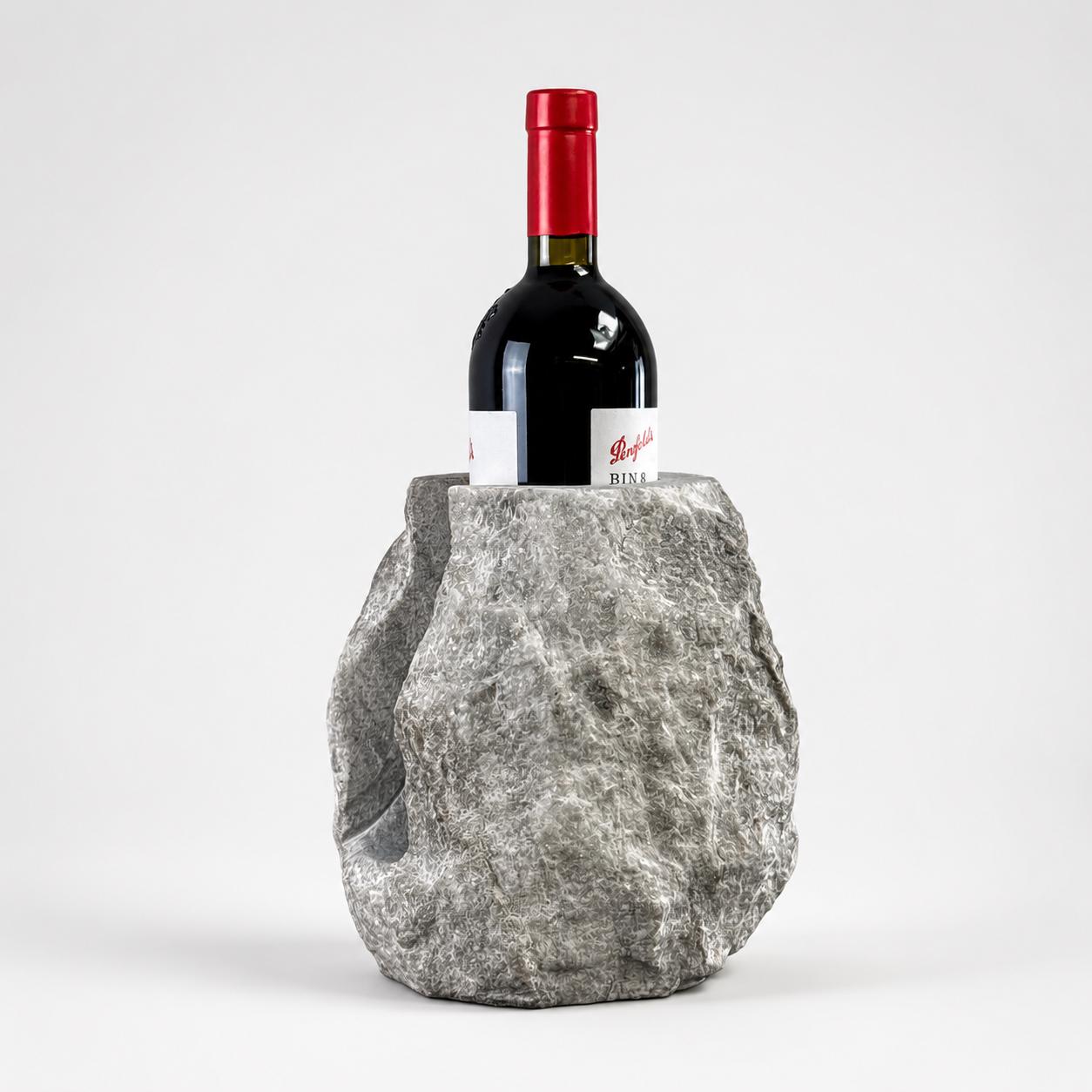 Solid Marble Wine Bottle Holder | Handcrafted Stone Wine Cooler
