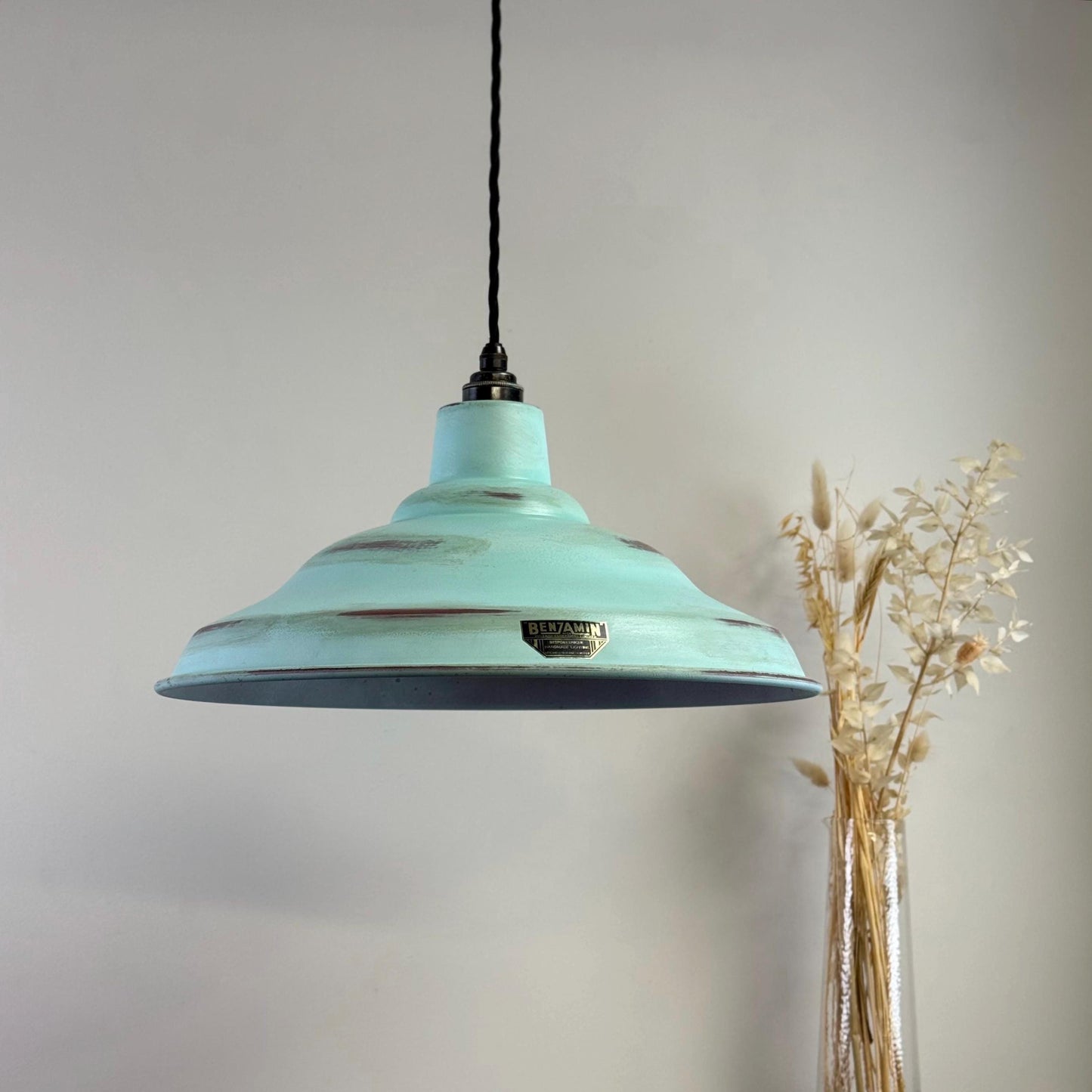 Bawsey ~ Copper Verdigris Lampshade Pendant Ceiling Light ~ 16 Inch