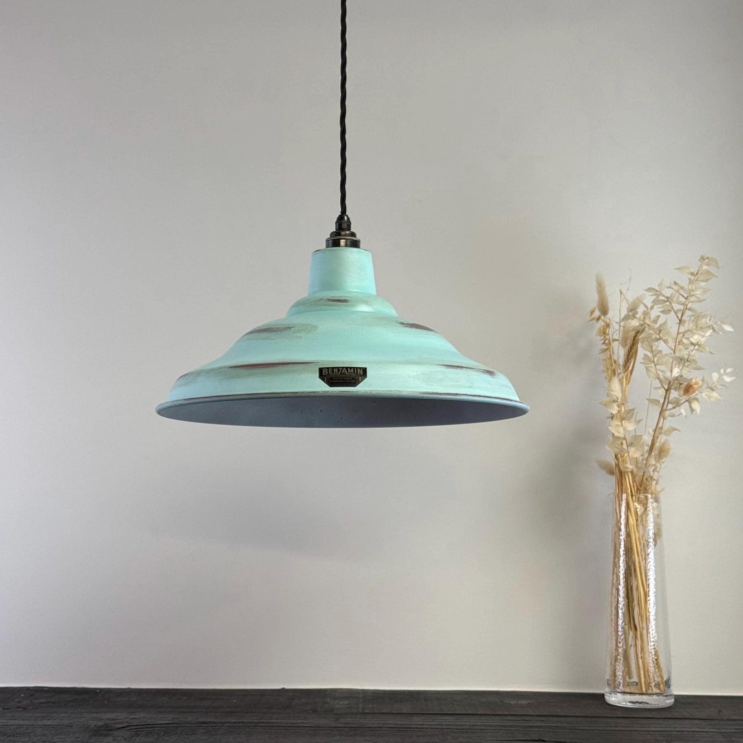 Bawsey ~ Copper Verdigris Lampshade Pendant Ceiling Light ~ 16 Inch