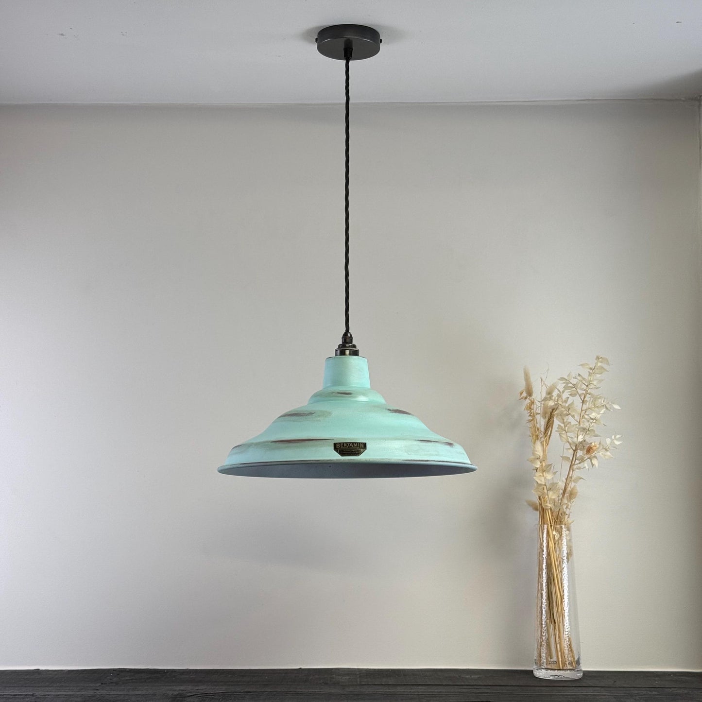 Bawsey ~ Copper Verdigris Lampshade Pendant Ceiling Light ~ 16 Inch
