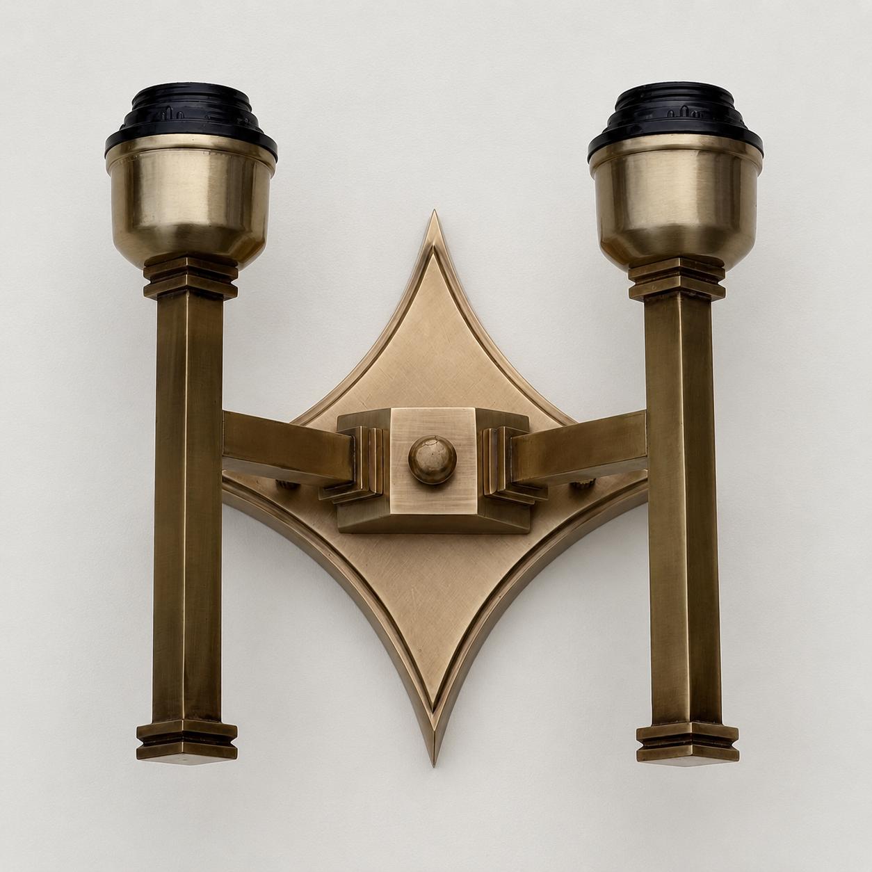 Double Antique Brass Wall Sconce Wall Light | Vintage Industrial 2 Arm