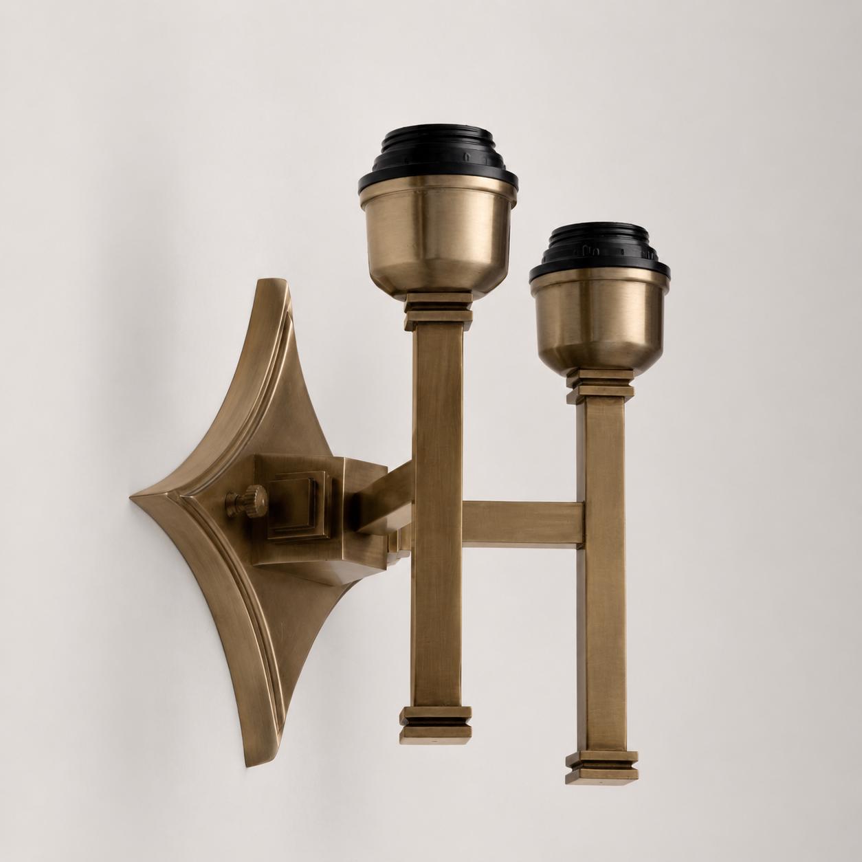 Double Antique Brass Wall Sconce Wall Light | Vintage Industrial 2 Arm