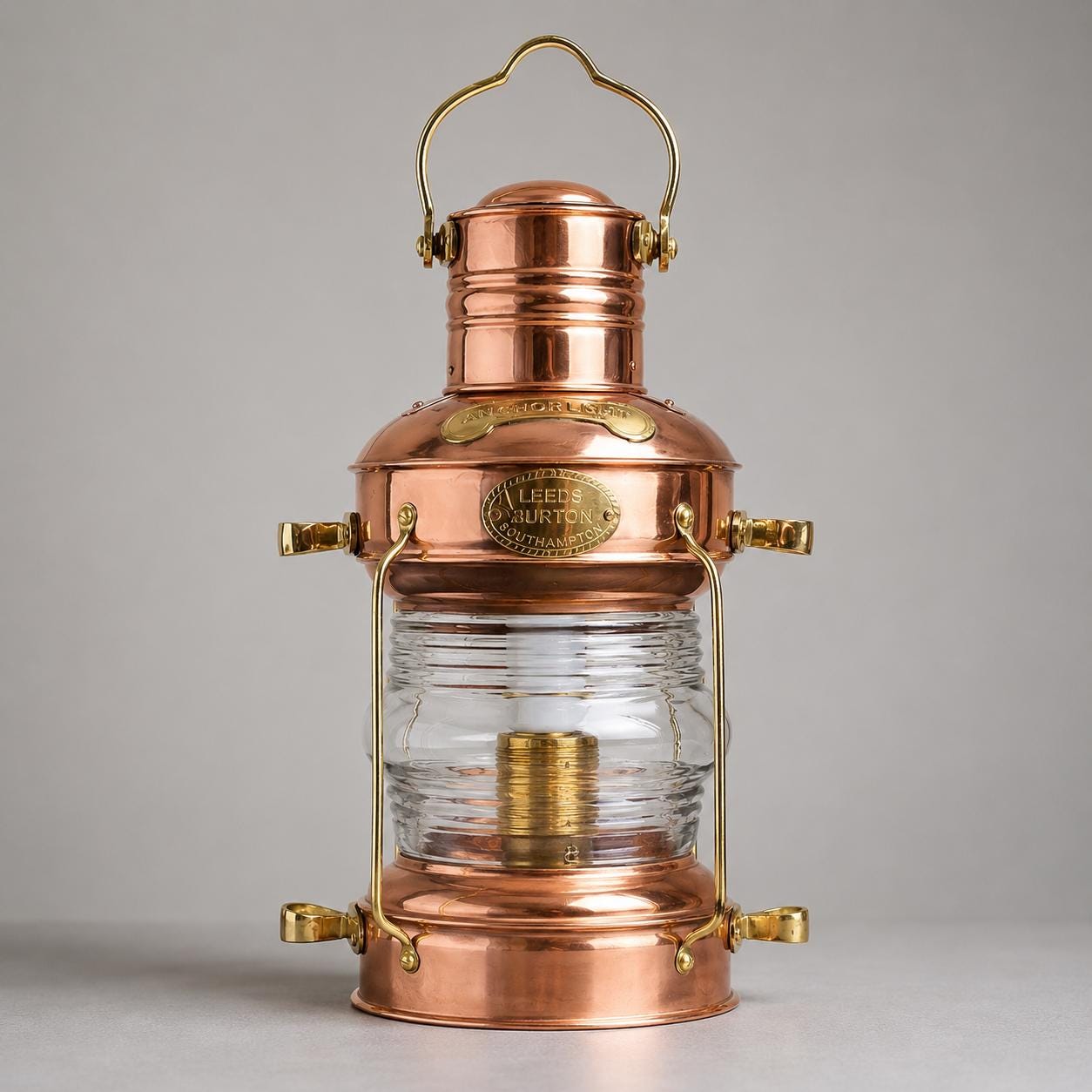 Solid Copper & Brass Nautical Anchor Table Lamp | Maritime Ship Lantern