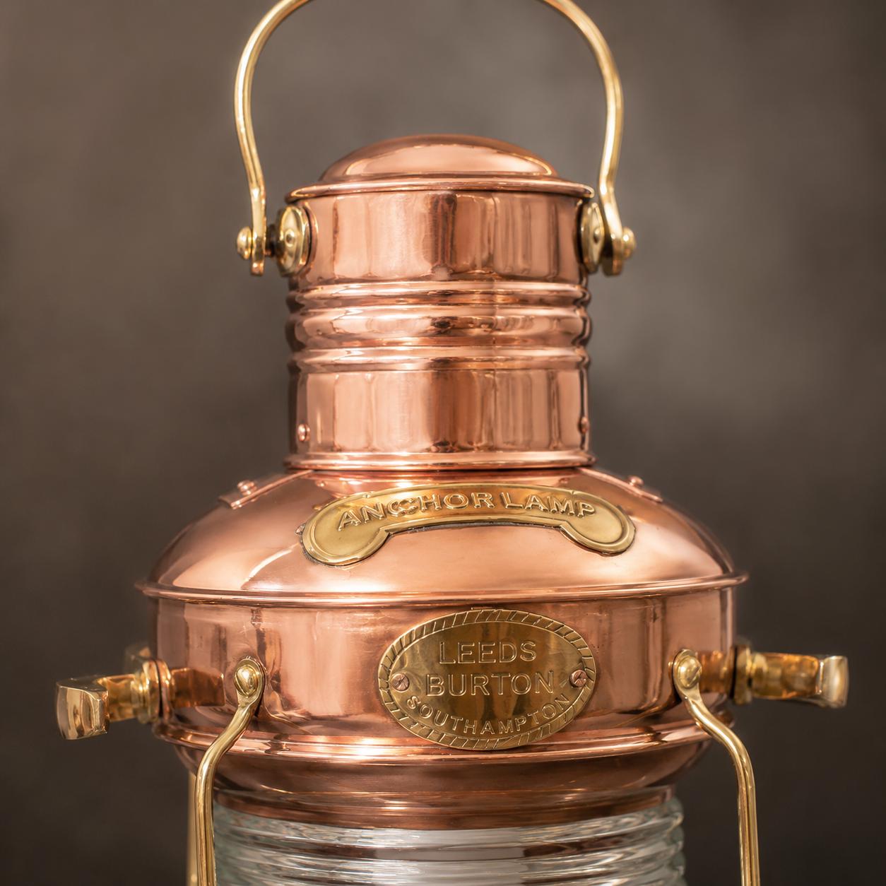 Solid Copper & Brass Nautical Anchor Table Lamp | Maritime Ship Lantern