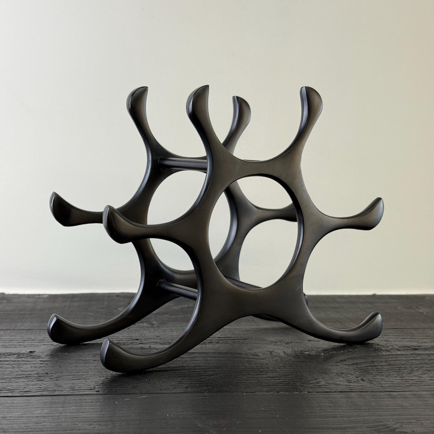 6 Bottle Wine Rack Holder Solid Cast | Wine | Champagne Storage Antique Brass | Polished Aluminium | Matt Black | Black Copper