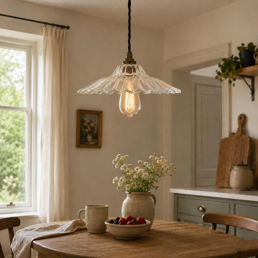 Lenwade Prismatic Glass Pendant Light | Vintage Railway Style