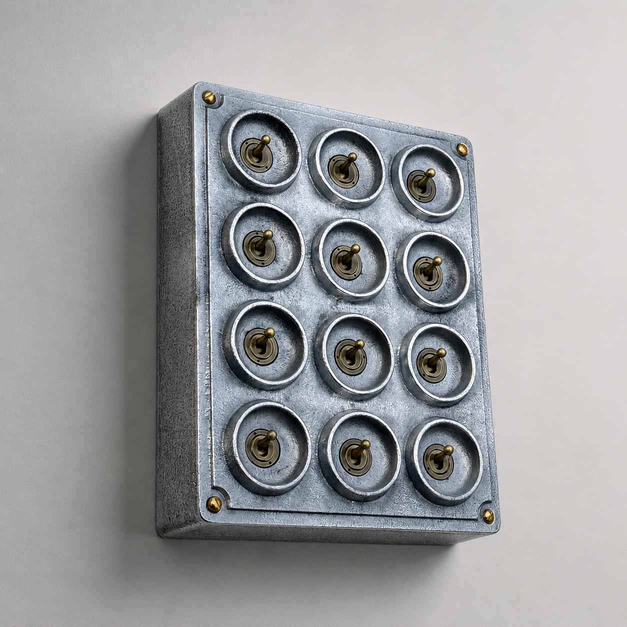 12 Gang 2 Way Cast Aluminium Industrial Toggle Switch Light Panel