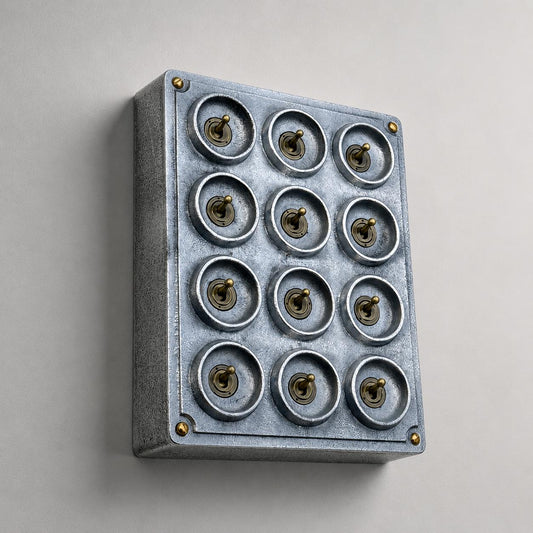 12 Gang 2 Way Cast Aluminium Industrial Toggle Switch Light Panel