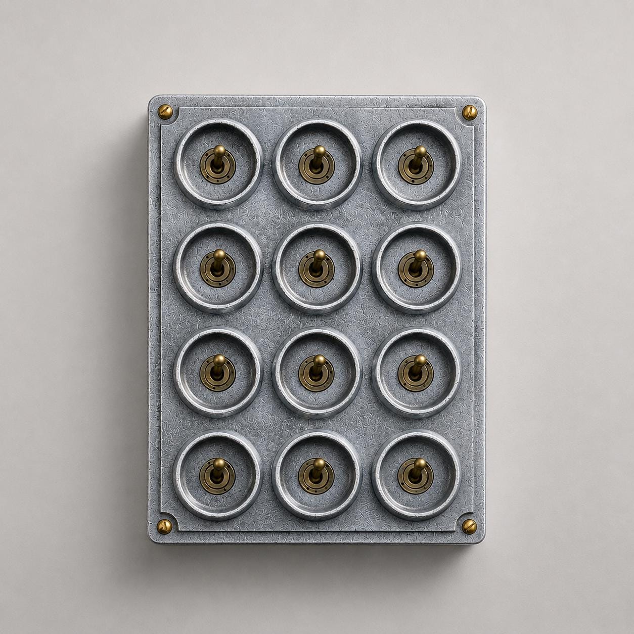 12 Gang 2 Way Cast Aluminium Industrial Toggle Switch Light Panel