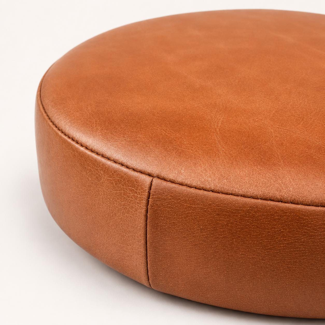 Tan Genuine Leather Round Replacement Stool Seat Pad - 31cm