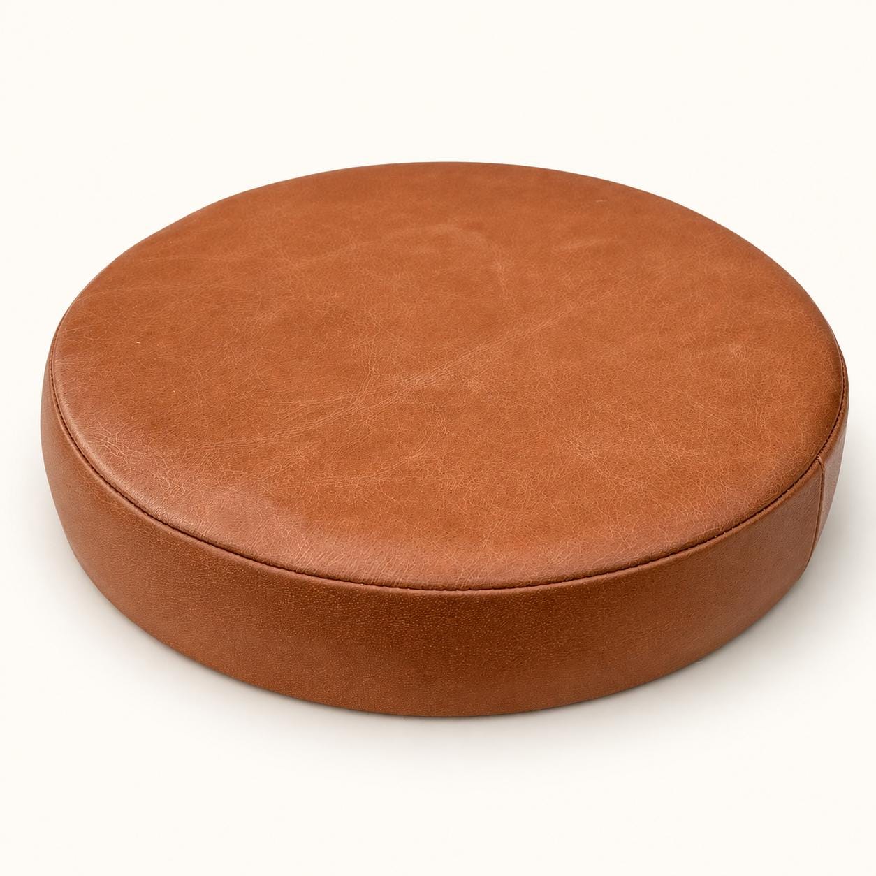 Tan Genuine Leather Round Replacement Stool Seat Pad - 31cm