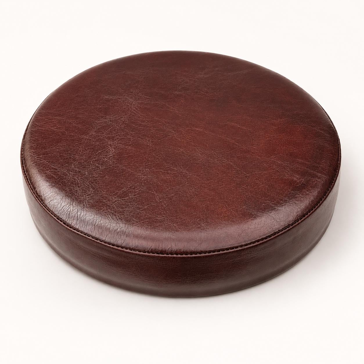 Oxblood Genuine Leather Round Bar Stool Replacement Seat - 31cm