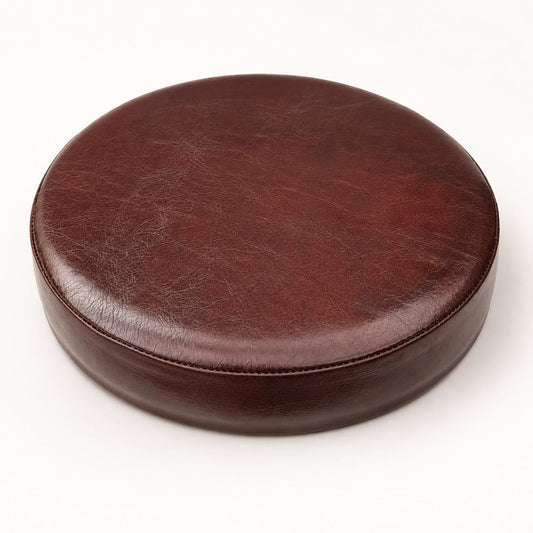 Oxblood Genuine Leather Round Bar Stool Replacement Seat - 31cm