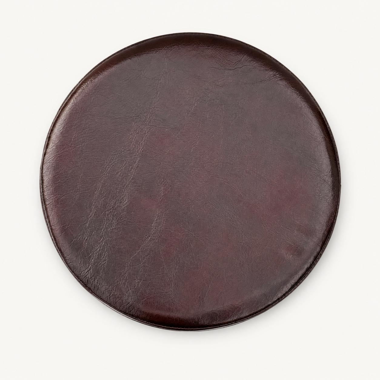 Oxblood Genuine Leather Round Bar Stool Replacement Seat - 31cm