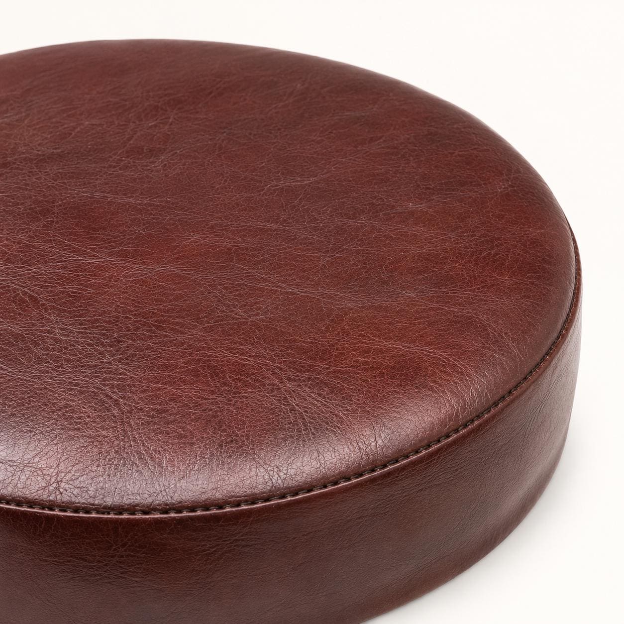 Oxblood Genuine Leather Round Bar Stool Replacement Seat - 31cm