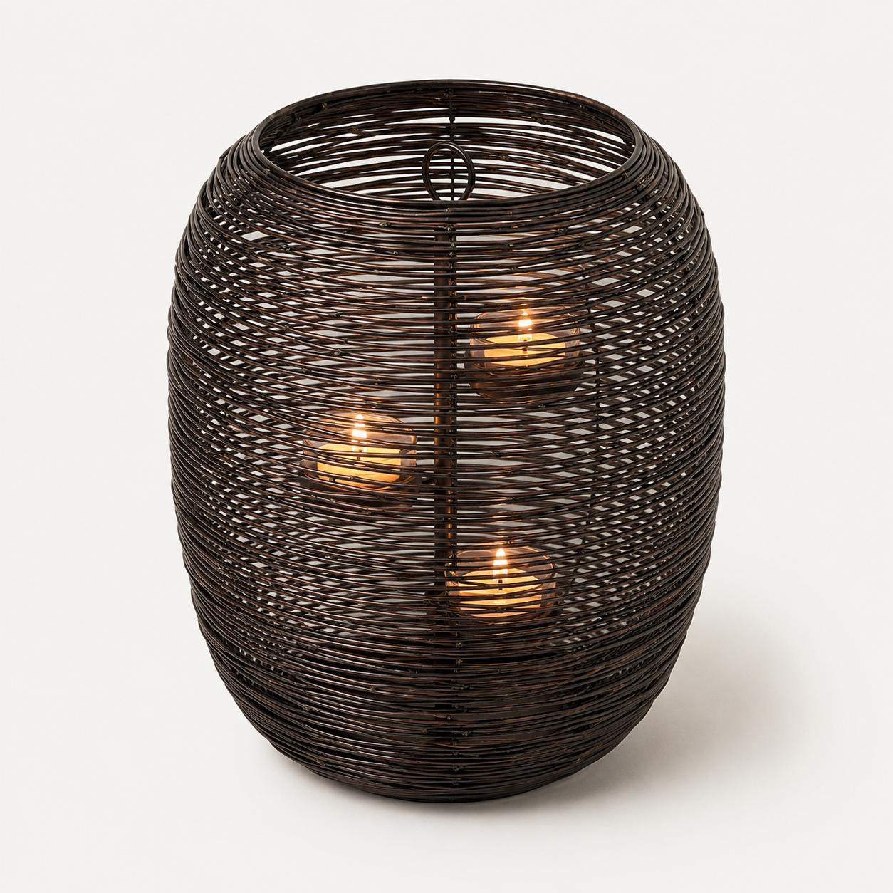 Botswana Black & Gold 3-Tier Tealight Lantern Candle Holder | 30cm