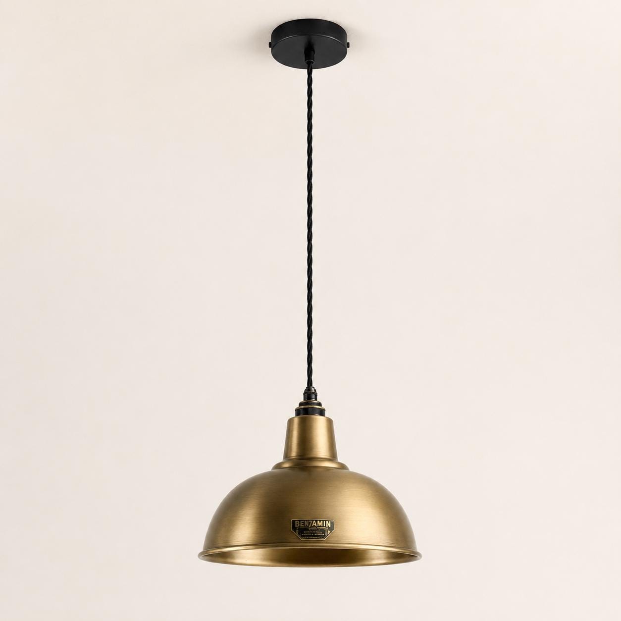 Salthouse - Antique Brass Dome Shade Light Pendant - 10 Inch
