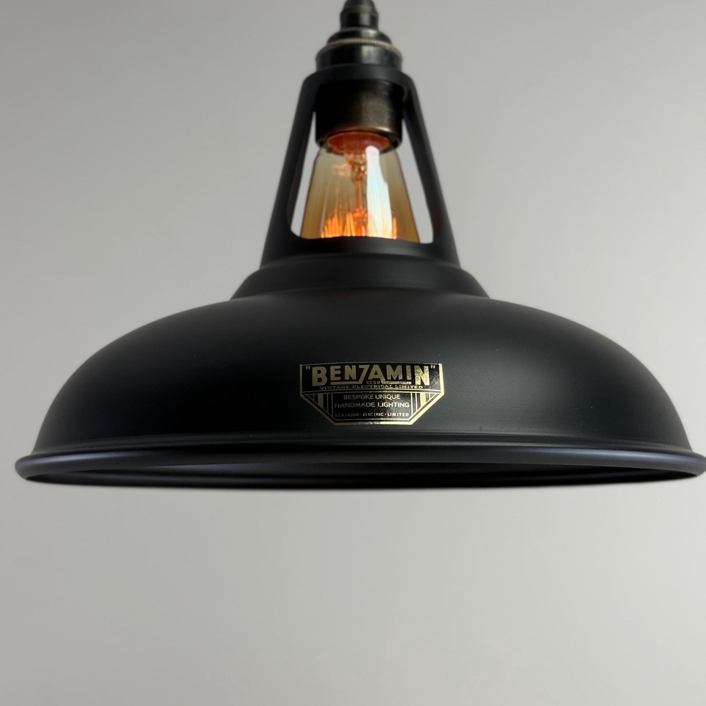 Cawston - Matt Black Lampshade Slotted Design Pendant Ceiling Light - 11 Inch