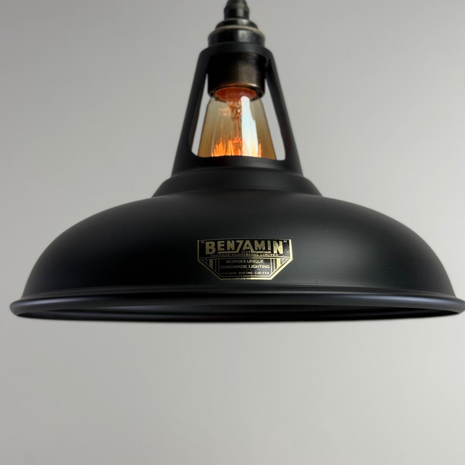 Cawston - Matt Black Lampshade Slotted Design Pendant Ceiling Light - 11 Inch