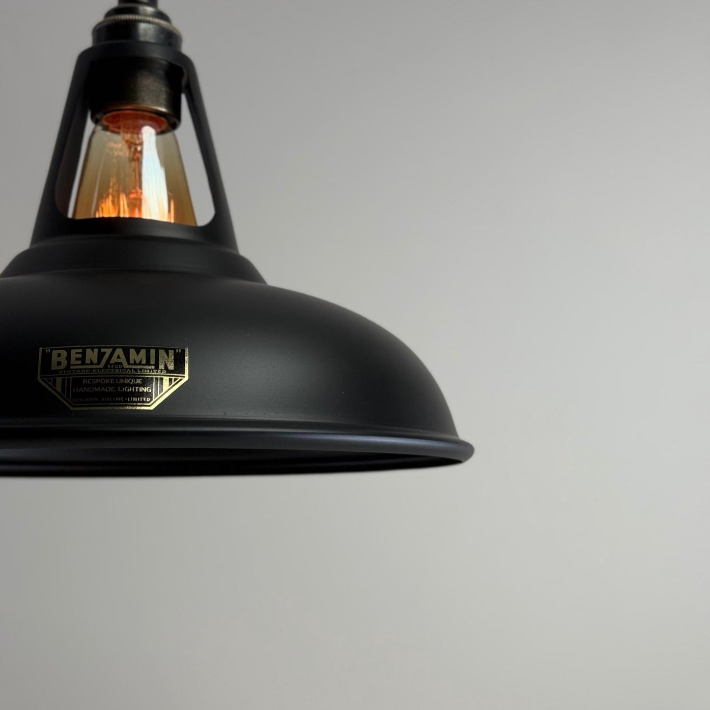 Cawston - Matt Black Lampshade Slotted Design Pendant Ceiling Light - 11 Inch