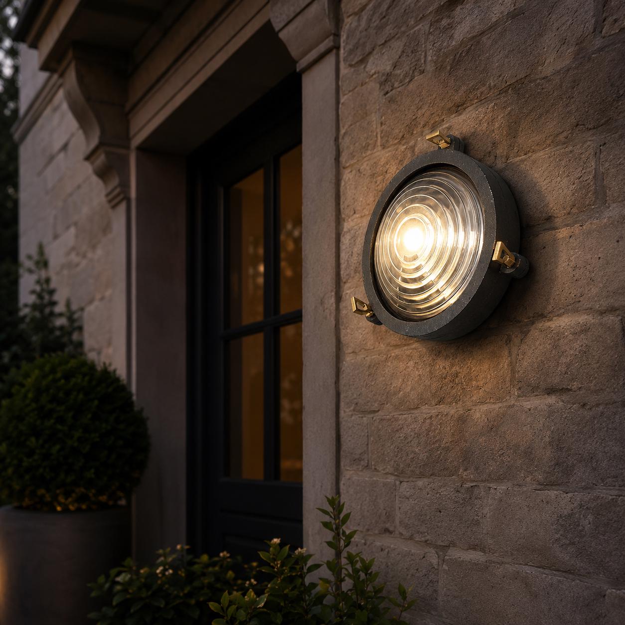 Wroxham - Pewter Round Bulkhead Wall & Ceiling Light - 9 Inch