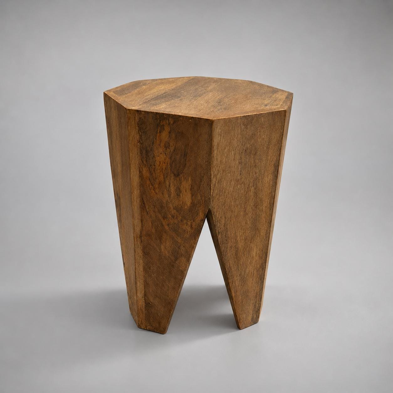 Solid Mango Wood Side Table | Retro Carved Coffee Table Stool