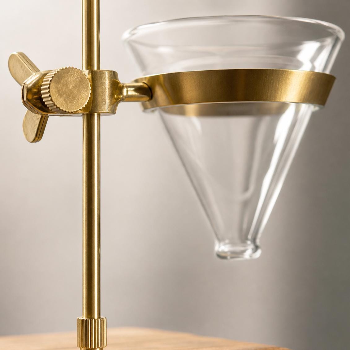 Slow Drip Pour Over Coffee Stand | Brass, Wood & Glass Brewer