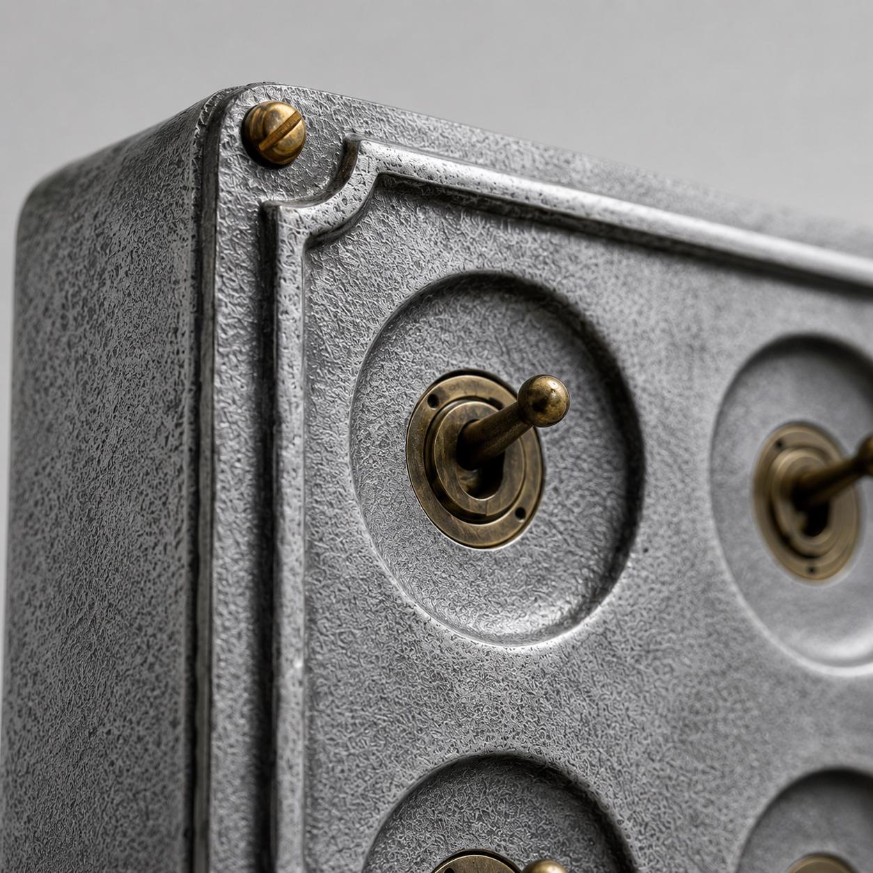 4 Gang 2 Way Solid Cast Metal Conduit Light Toggle Switch | Industrial Surface Mounted