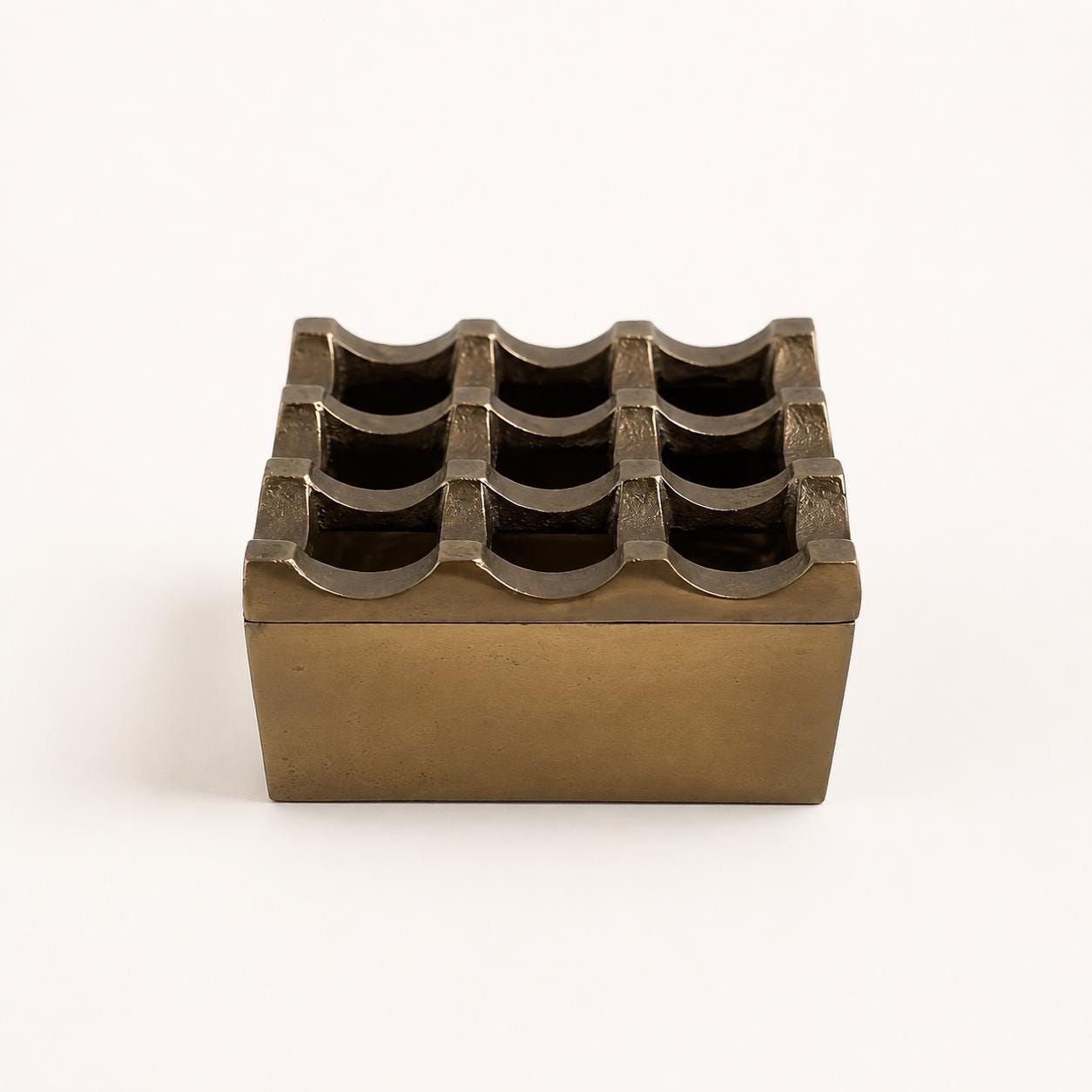 Antique Brass Medium Ashtray | Heavy Cigar Holder & Home Bar Decor