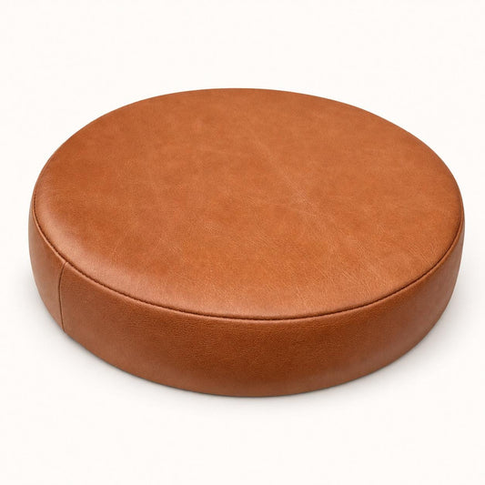 Tan Genuine Leather Round Replacement Stool Seat Pad - 31cm