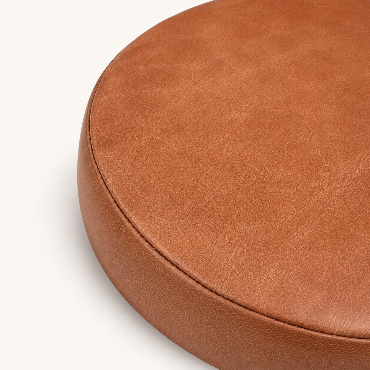 Tan Genuine Leather Round Replacement Stool Seat Pad - 31cm