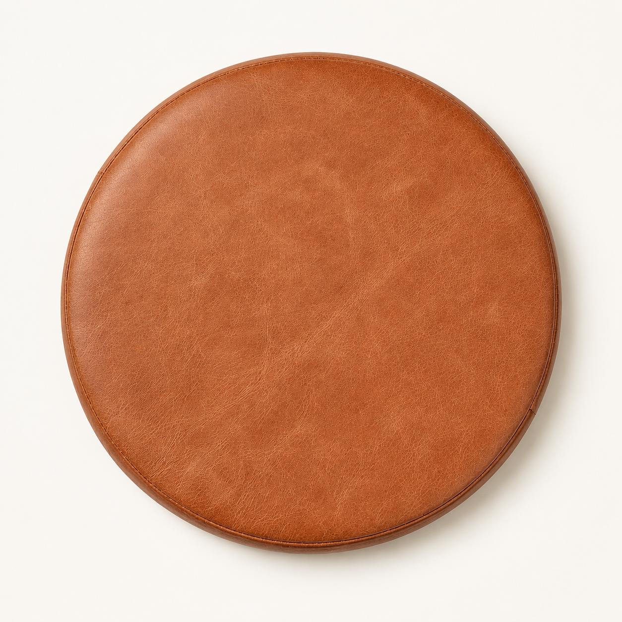 Tan Genuine Leather Round Replacement Stool Seat Pad - 31cm