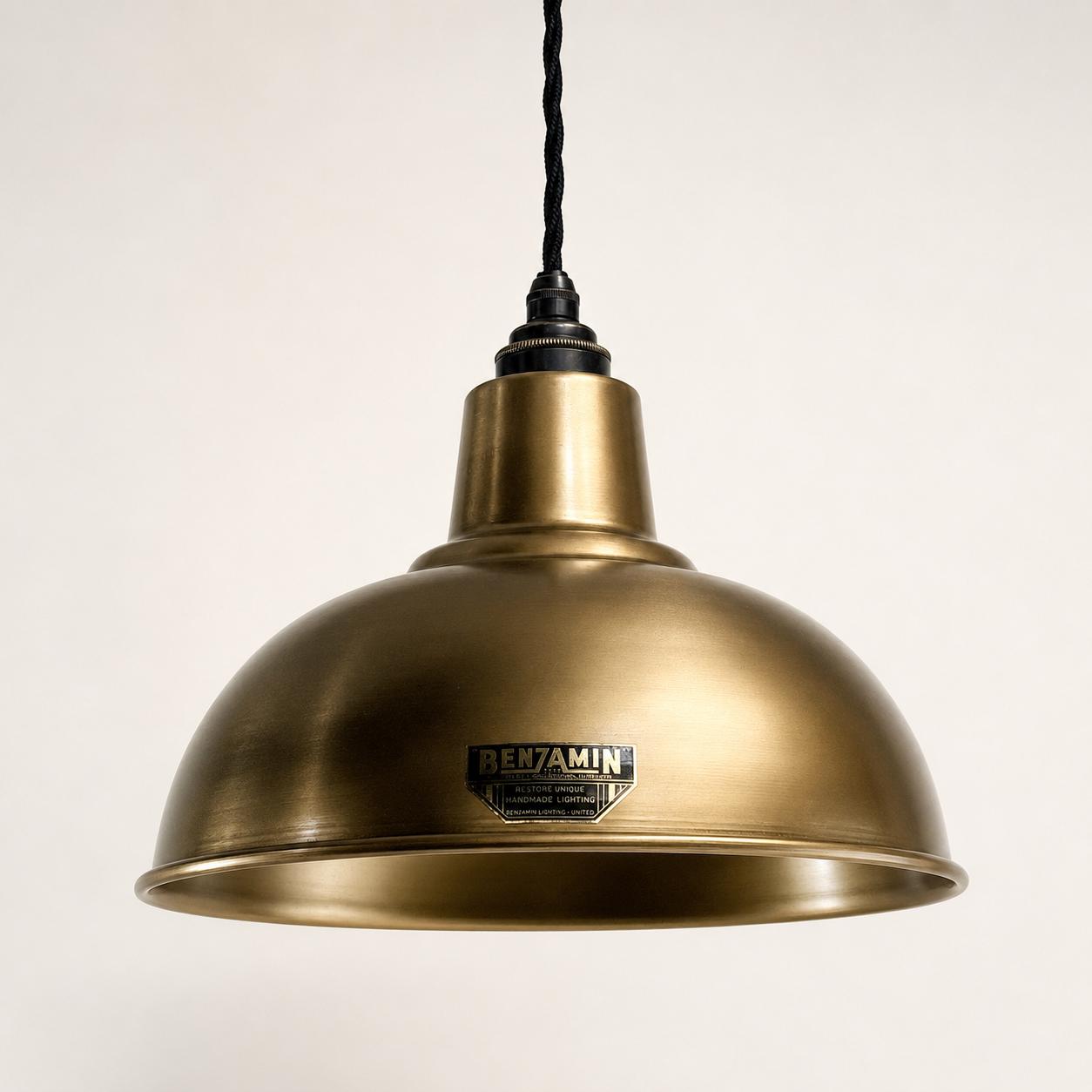 Salthouse - Antique Brass Dome Shade Light Pendant - 10 Inch