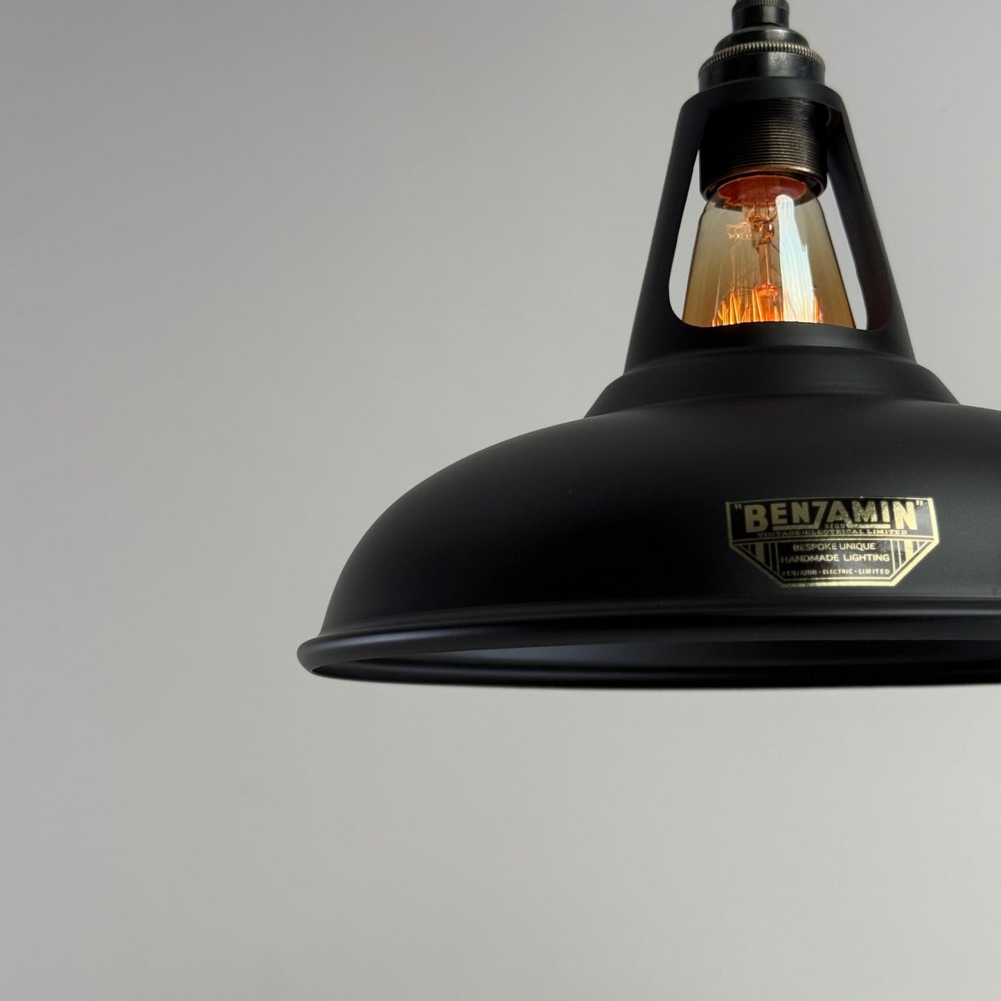 Cawston - Matt Black Lampshade Slotted Design Pendant Ceiling Light - 11 Inch