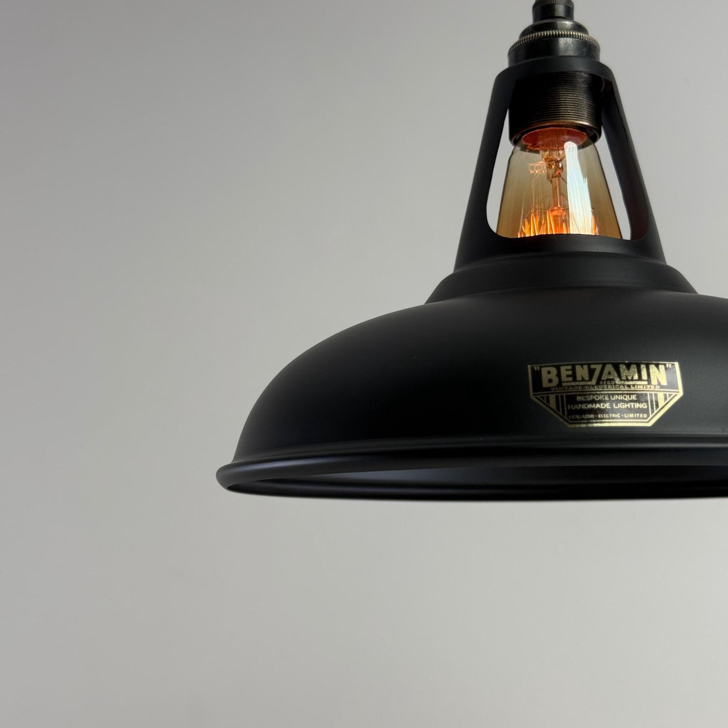 Cawston - Matt Black Lampshade Slotted Design Pendant Ceiling Light - 11 Inch