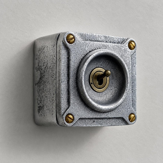 Single Gang Solid Metal Toggle Light Switch | 2 Way 10 Amp Industrial Conduit Switch