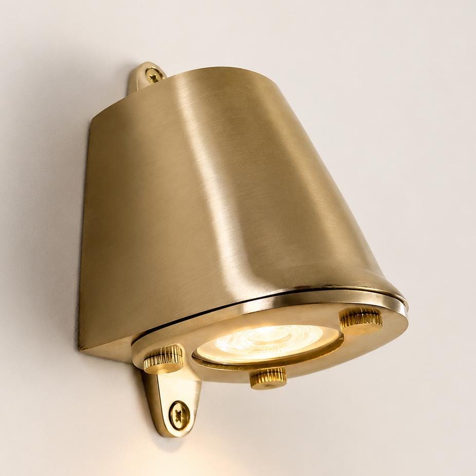 Holt Solid Raw Brass Outdoor Wall Light - IP54